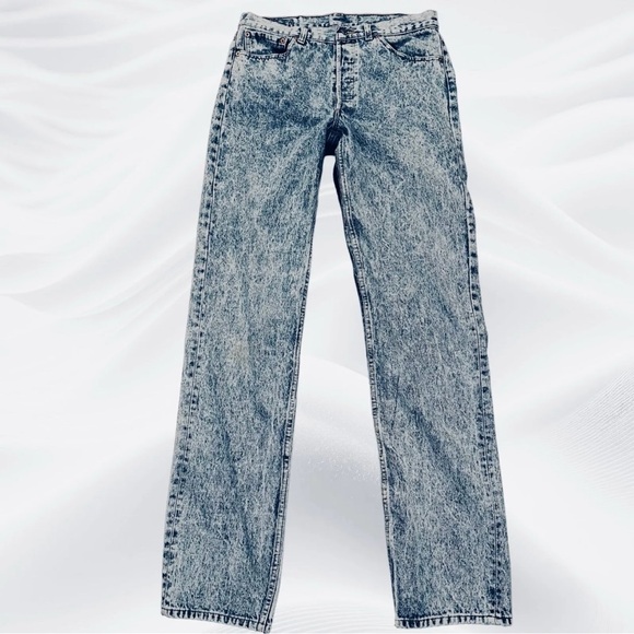 Vintage Levis Jeans 34X38 (31X36 Actual) Blue 501 Acid Wash 90s Button‎ Fly USA - Picture 1 of 9